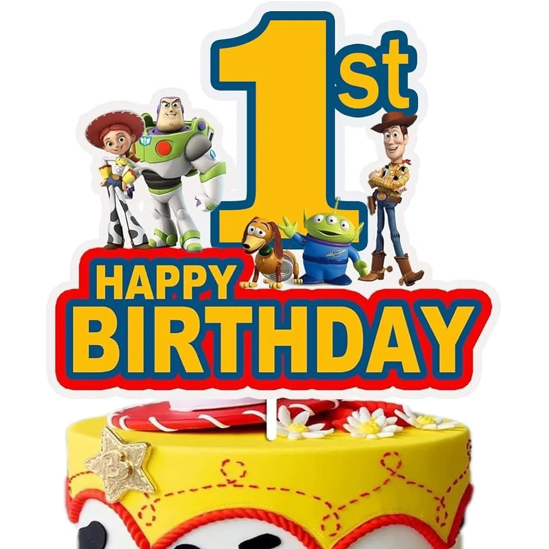 Disney Toy Story Cake Toppers 1st 2nd 3nd Happy Birthday Party Decoration for Boys Girls Woody Buzz Baby Shower Cake Supplies