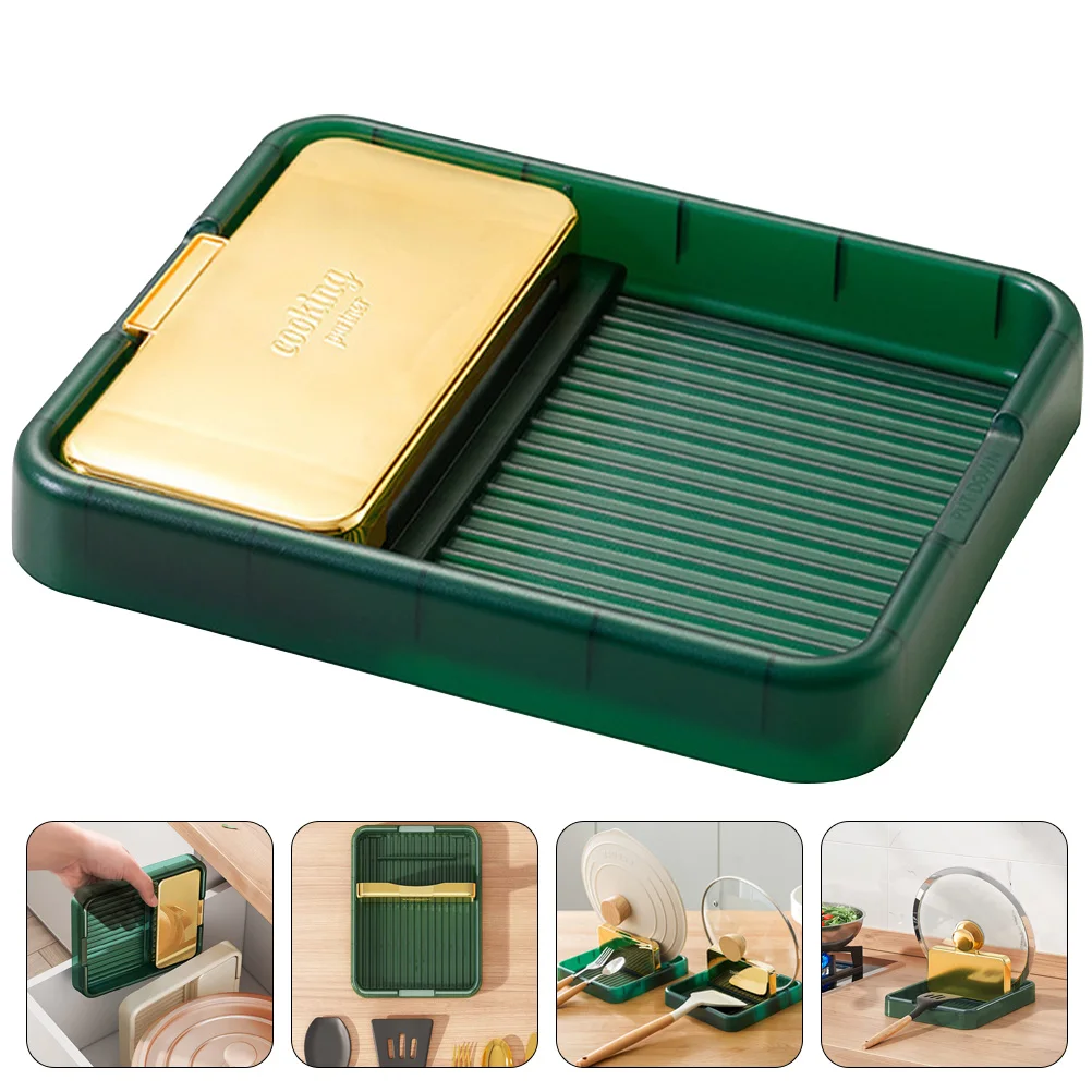 

Collapsible Shelf Hot Pan Lid Rest Holder Cutting Board Spoon and Pots Pans Plastic Kitchen Lids
