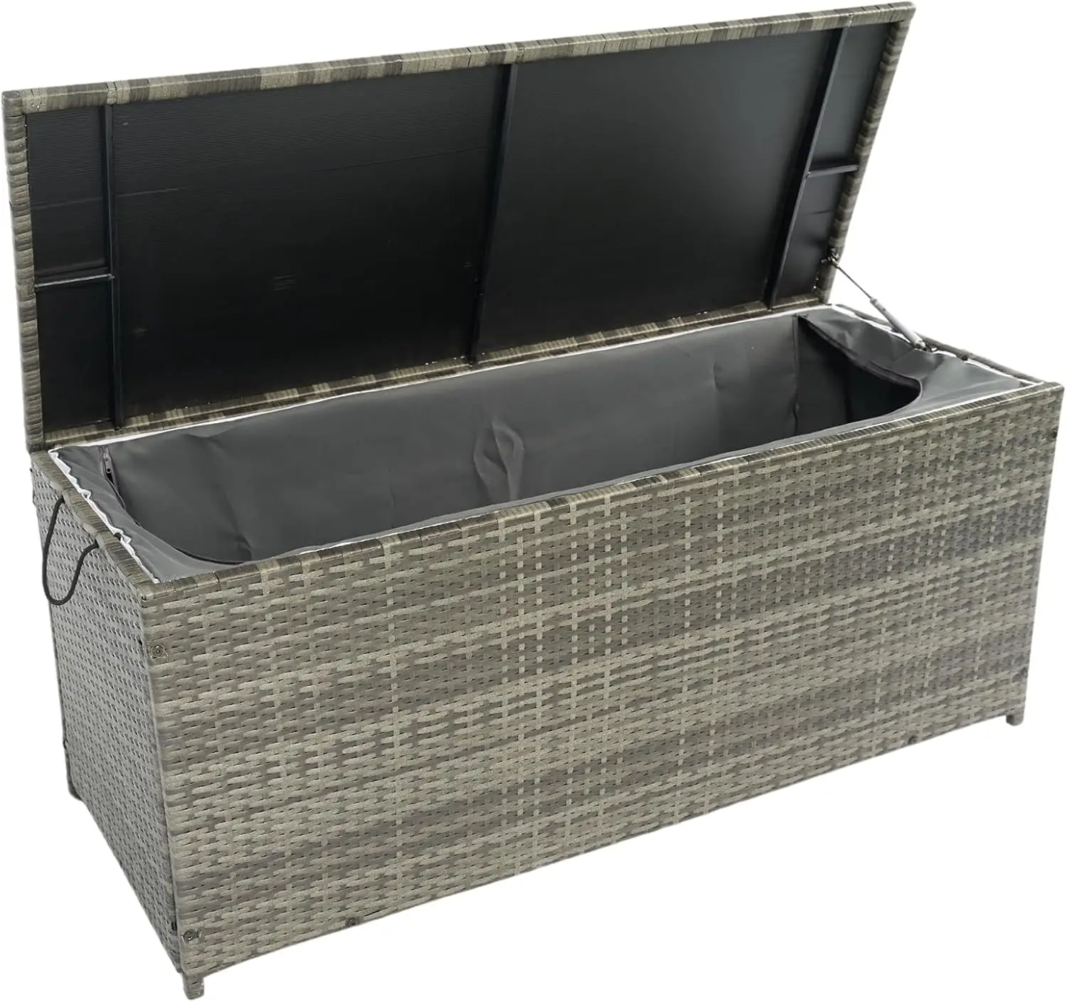 

113 Gallon Outdoor Waterproof Large Wicker Deck Box with Lids Indoor Storage Bench Storage Cabinet for Patio Furniture Cushions