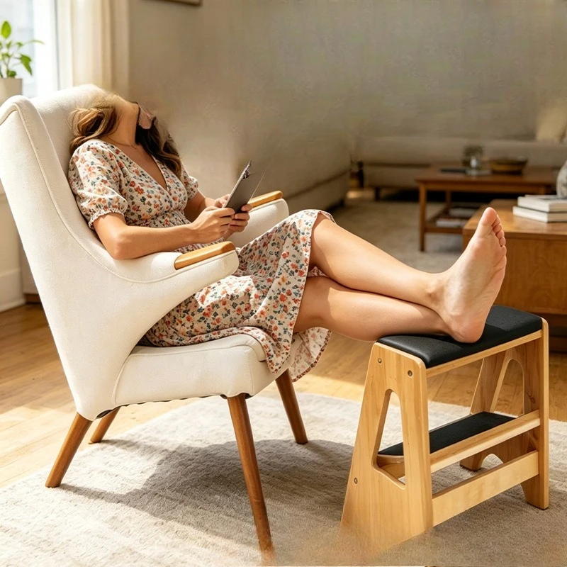 Multifunctional wooden bench pedal Home ergonomic bench Office foot pedal