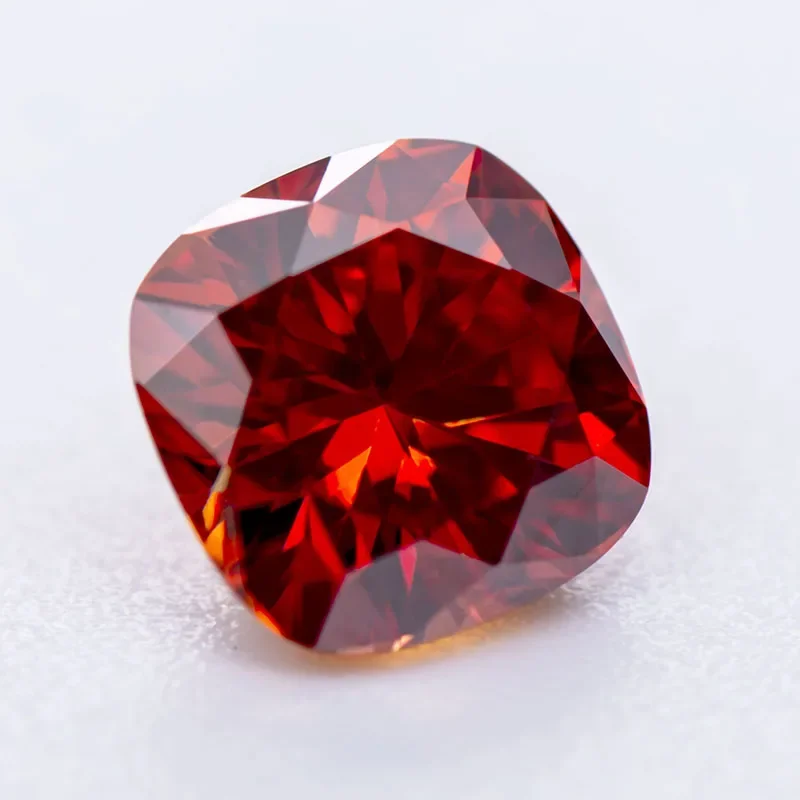 Moissanite Gemstone Cushion Cut Garnet Color Lab Grow Diamond For Advanced Jewelry Rings Earrings Making With GRA Certificate