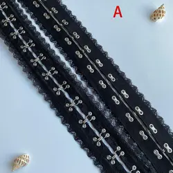 Corsetto con nastro per occhi con gancio in strato di pizzo poli twill da 2 metri, tessitura larga con fibbia in pizzo da 0,78 pollici