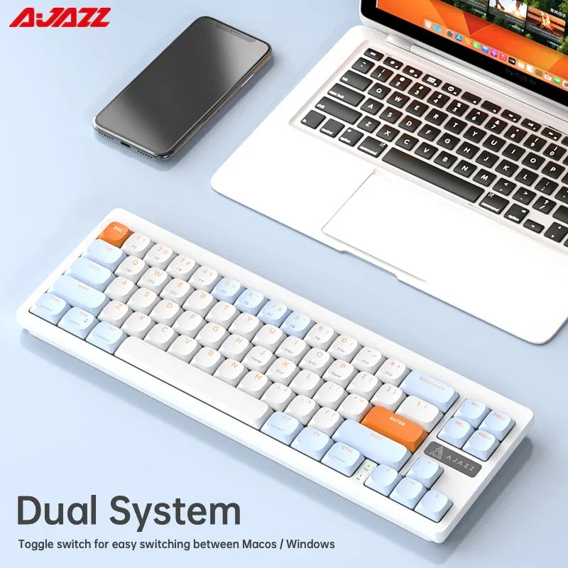 AJAZZ AKL680 65% Mechanical Gaming Keyboard Ultra-slim Wireless 2.4G Bluetooth 5.1 Low Profile Keyboard for Mac Windows Laptop