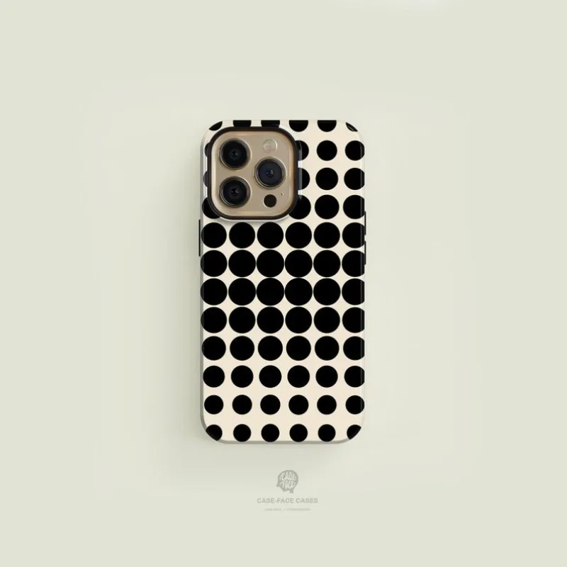 

Polka-dotted Halftone Black with Case For IPHONE 16ProMax 15 14 13 12 11 PRO Plus Acrylic TPU Two in one Magnetic Phone Cases