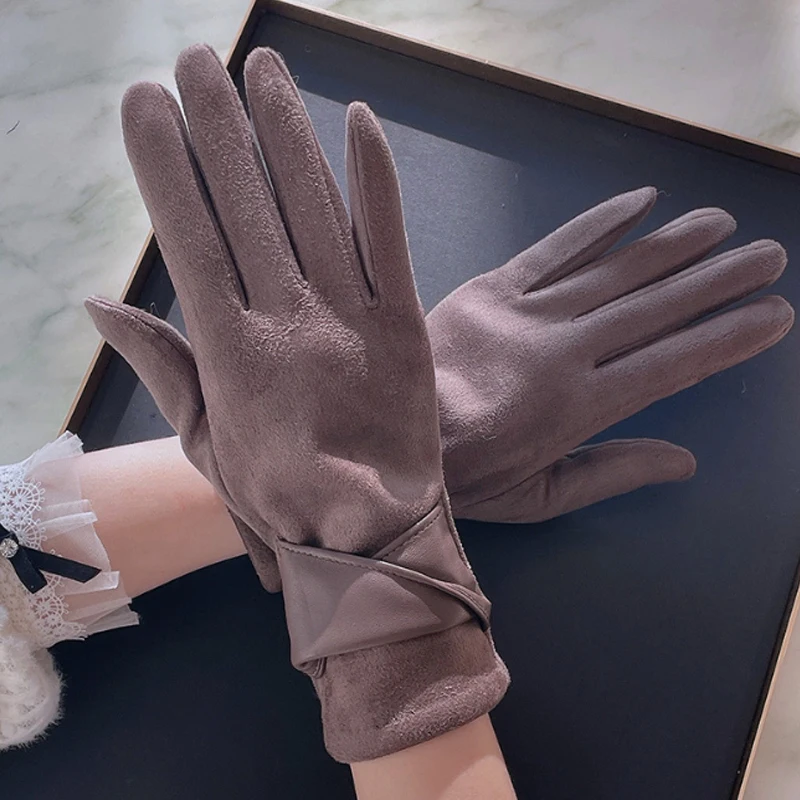 قفازات كورية دافئة للنساء موضة الشتاء بسيطة أنيقة مخملية مضادة للبرد قفازات لمس ركوب الخيل قفازات سميكة مقاومة للرياح #2