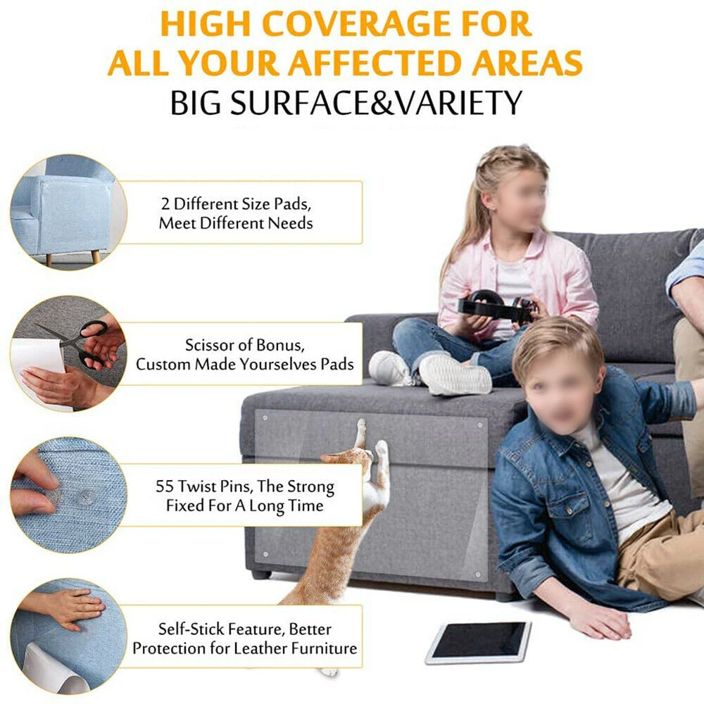 4 Pack Invisible Cat Scratch Guard for Furniture Including Sofas Chairs Beds Carpets and Wooden Interior Items