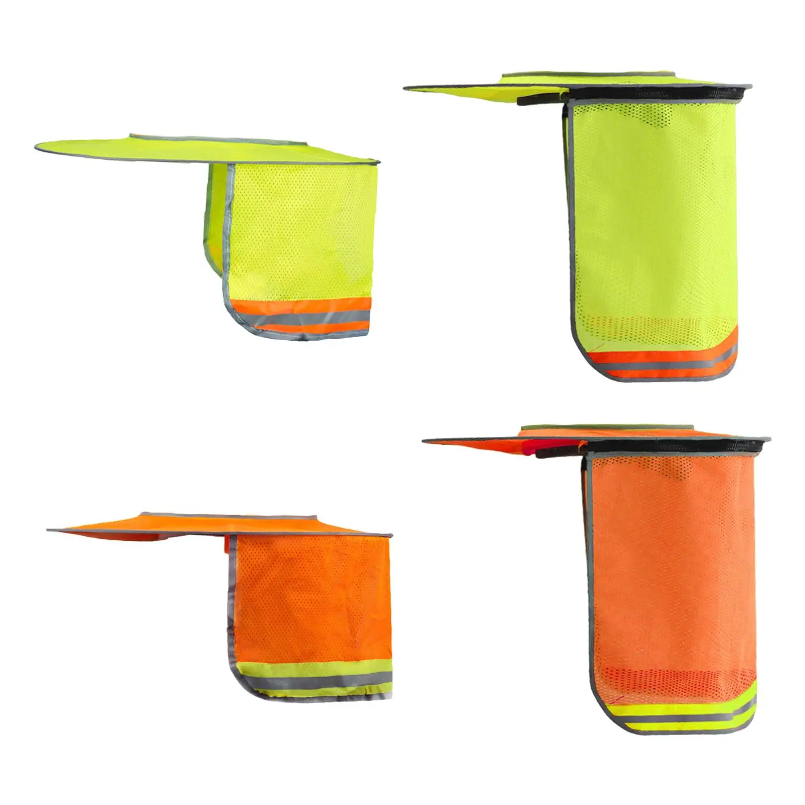 Hard Hat Sun Visor Neck Protector with Reflective Strips for Outdoor Work Full Brim Mesh Shade High Visibility Breathable Cover