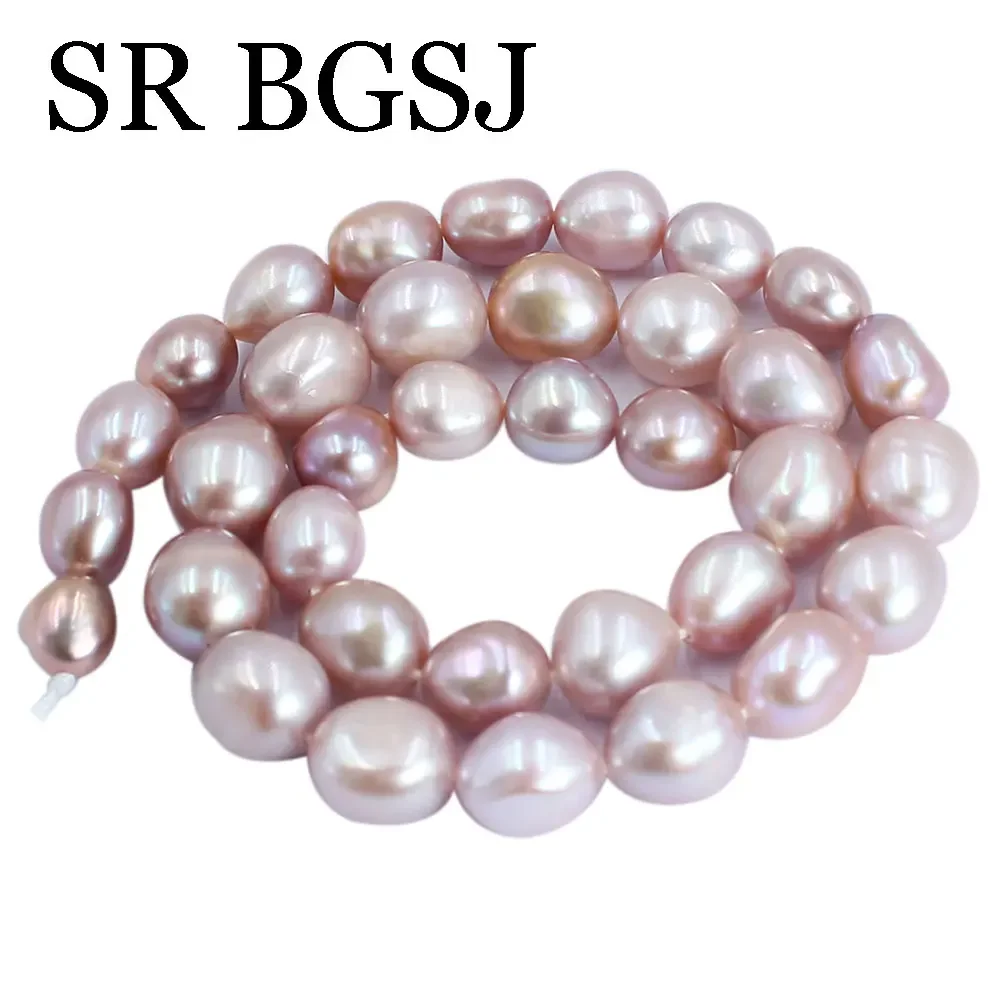 9-10mm 14inch AAA  Pink Purple Natural Freshwater Pearl Baroque Bead For Jewelry Making DIY