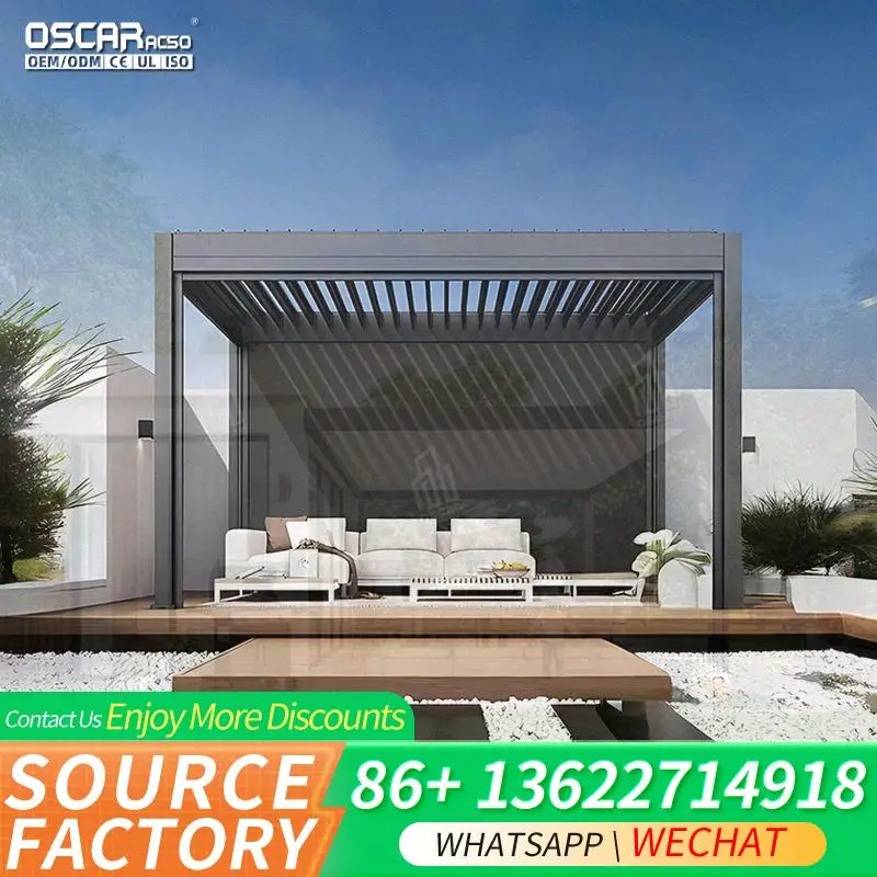 Outdoor Automatic Awning Powder Coated Patio Balcony Terrace Usage in Garden Courtyard and Porch pergola