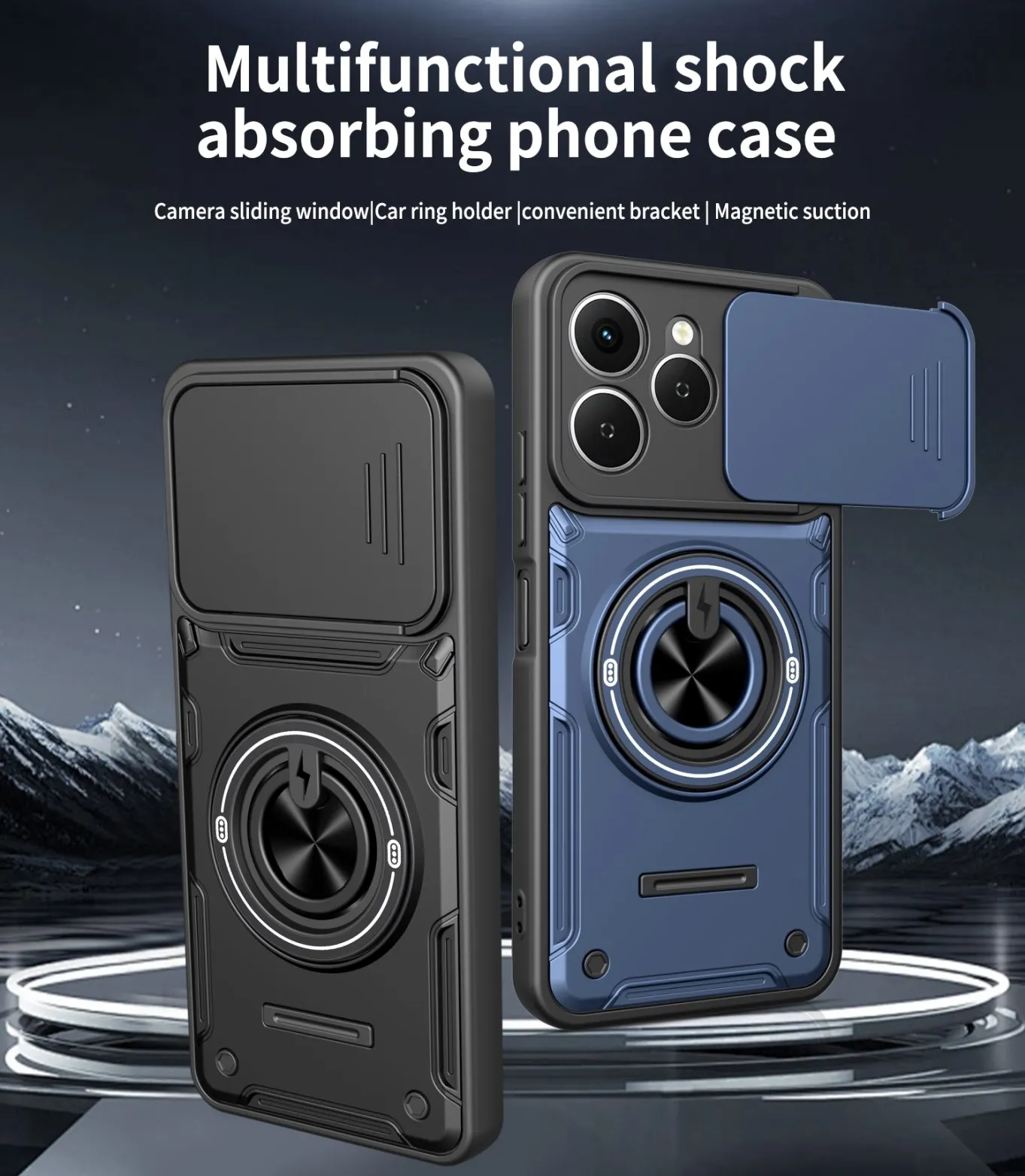 Stoßfeste Schutzhülle für Tecno Spark Go 20 20C 40 40C Pro Plus GO 1 3 POP 8 9 Kameraschutz Magnetring-Ständer-Cover – Detail 1