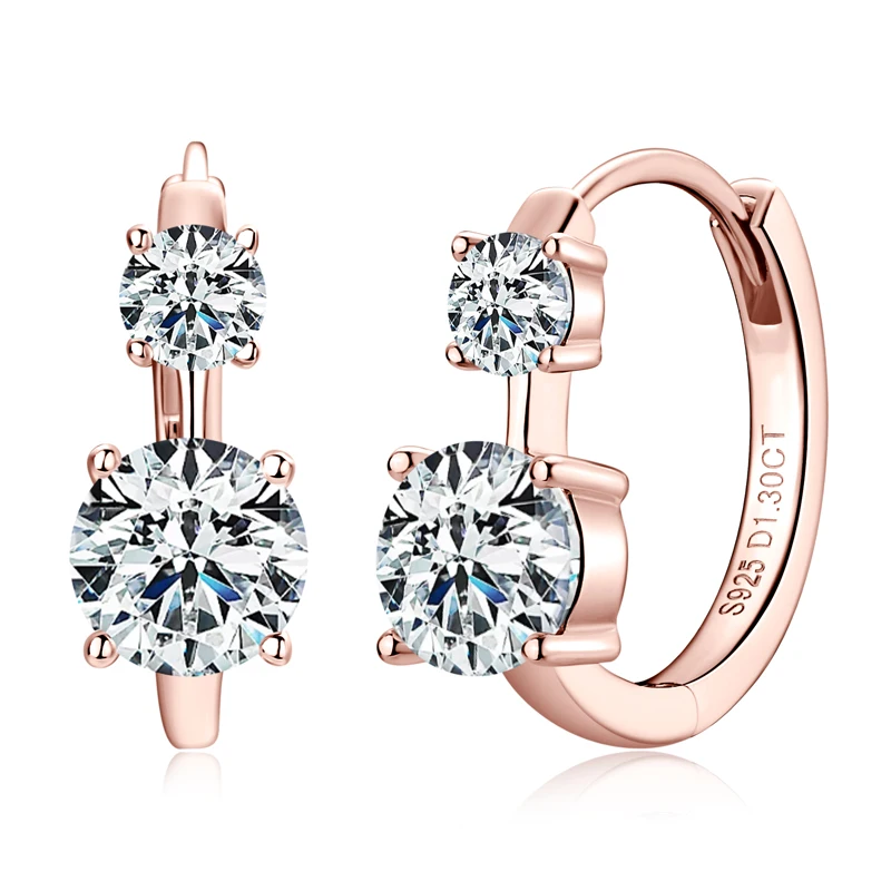 IOGOU Moissanite Earrings Hoops With Certificate 4mm&6.5mm D Color Original 925 Silver Trendy Woman Round Diamond Earring 2023