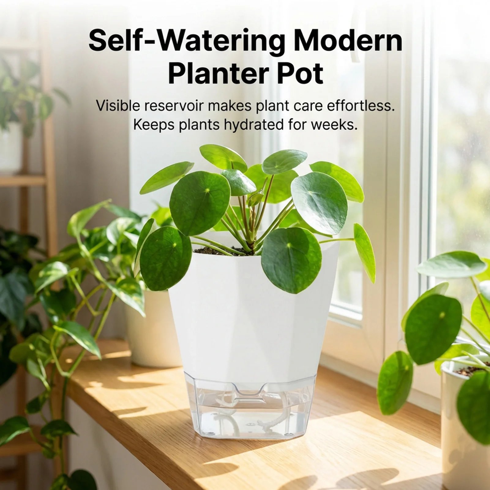 26.5cm Resin Self Watering Planter for Plant and Pothos Hydroponic Use Durable Lightweight Material Optimized Root Growth