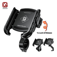 Motorcycle Phone Holder One-Touch Auto Quick Lock Bike Phone Mount ATV Bicycle Scooter Phone Holder with Aluminum Handlebar Base