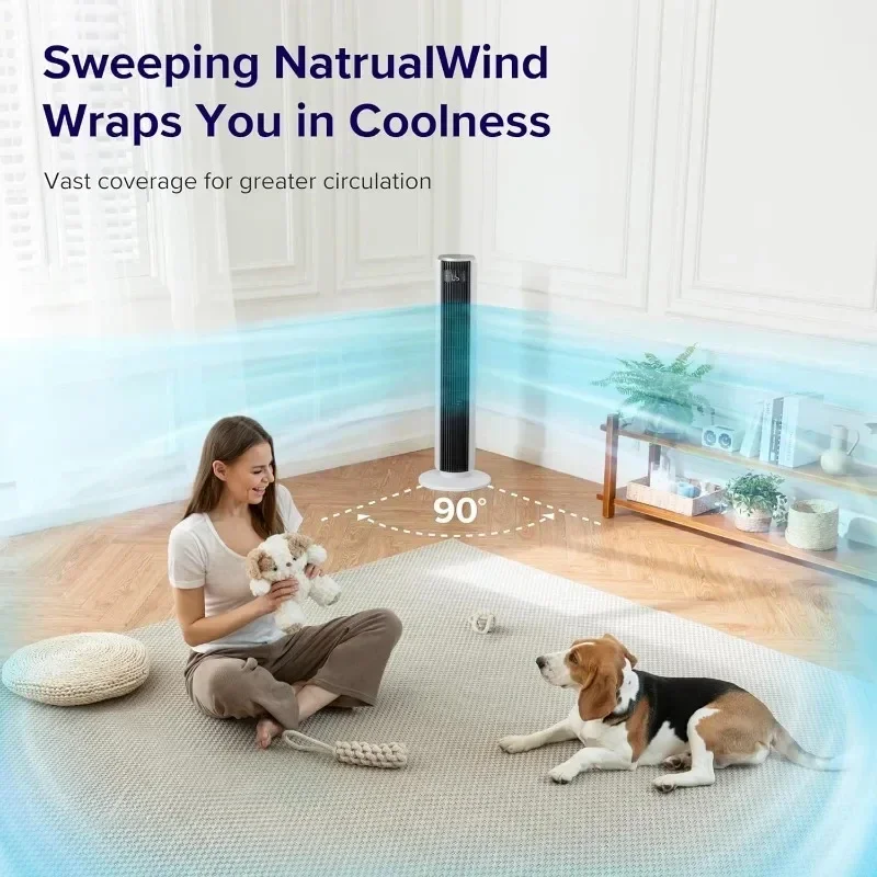 Bedroom Tower Fan Household Cold Air Silent with Sensor Timer Remote Control