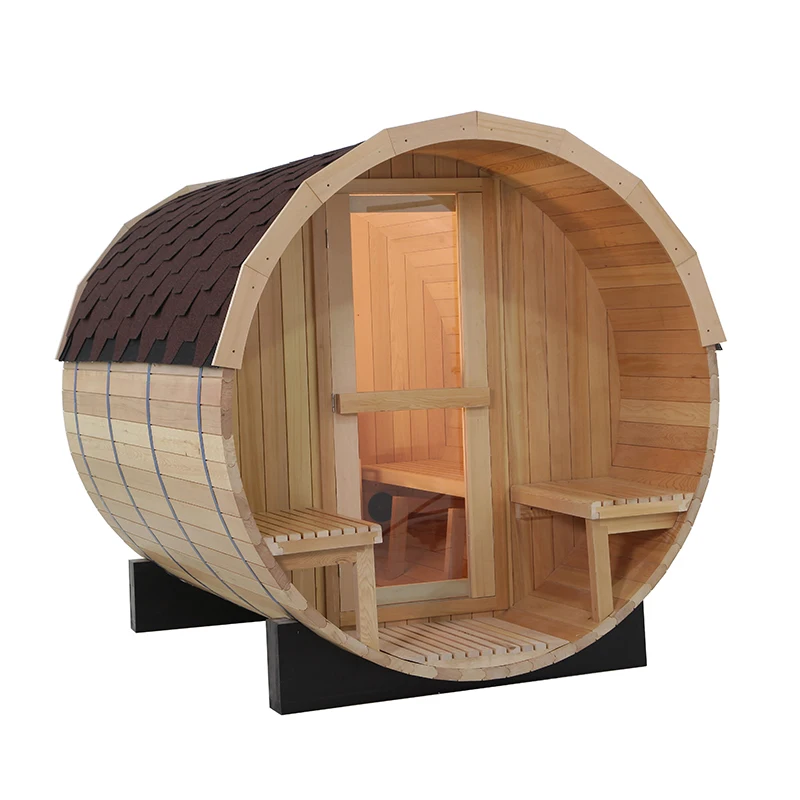 4 People Traditional Health Benefits Outdoor Barrel Sauna With Wooden Burning