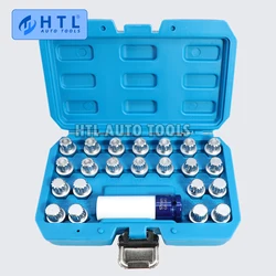 23Pcs Wheel Lock Lugnut Anti-theft Screw Sleeve Lug Nut Removal Key Socket For Volkswagen AUDI 1/2 inch (12.7mm) Socket Adapter