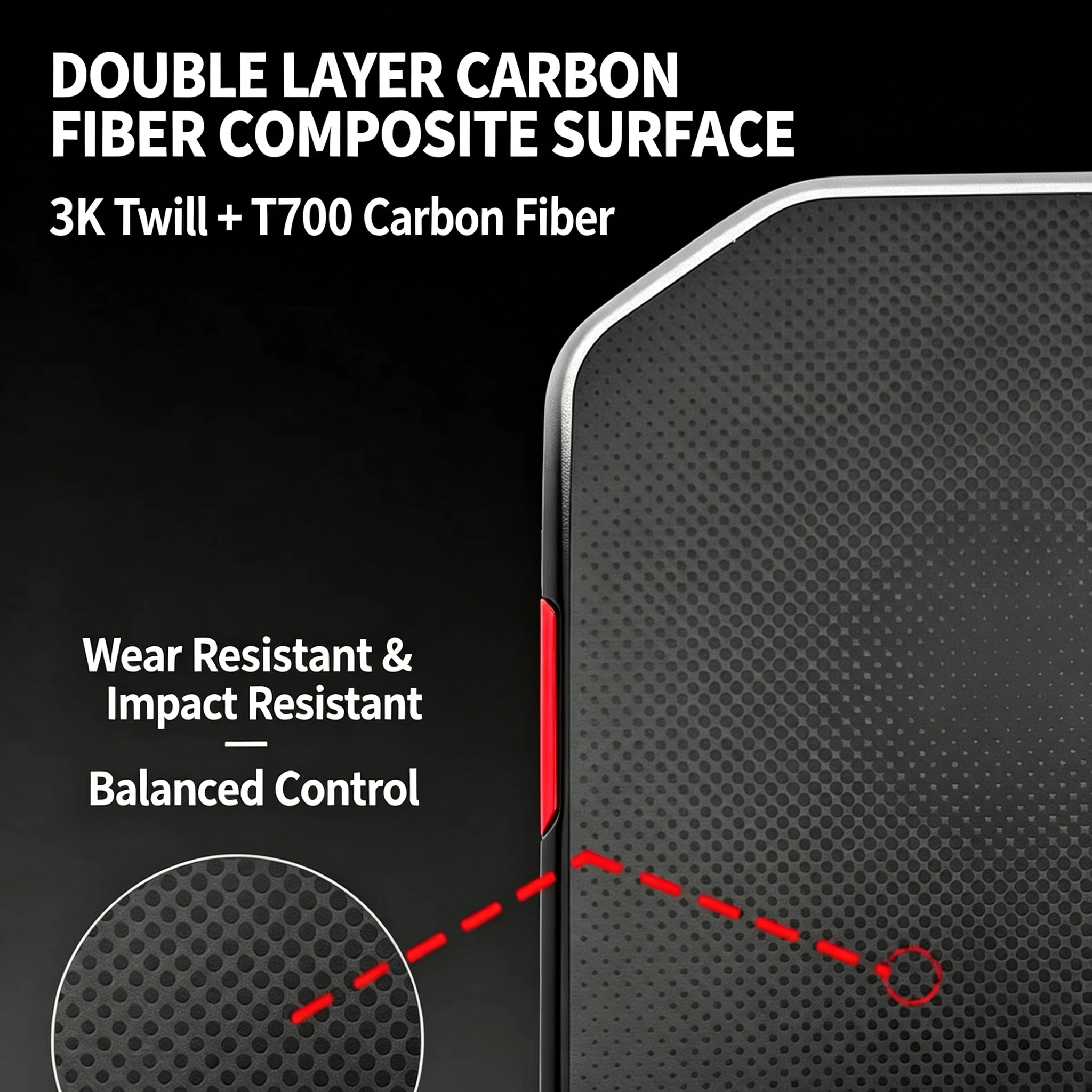 Professional GEN5 Borderless Pickleball Paddle Thermoformed 3K Carbon Fiber EPP Core MOI Weighted