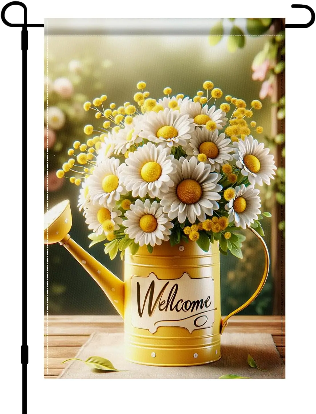 BlissYard Spring Garden Flag 12x18 Inch Double Sided Welcome Watering Can Daisy Floral Yard Outdoor Rustic Farmhouse Small B AAS