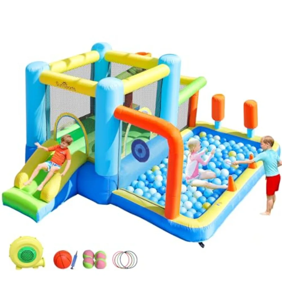 

Надувной батут для малышей с горкой, для использования в помещении, с вентилятором в комплекте, идеально подходит для дня рождения