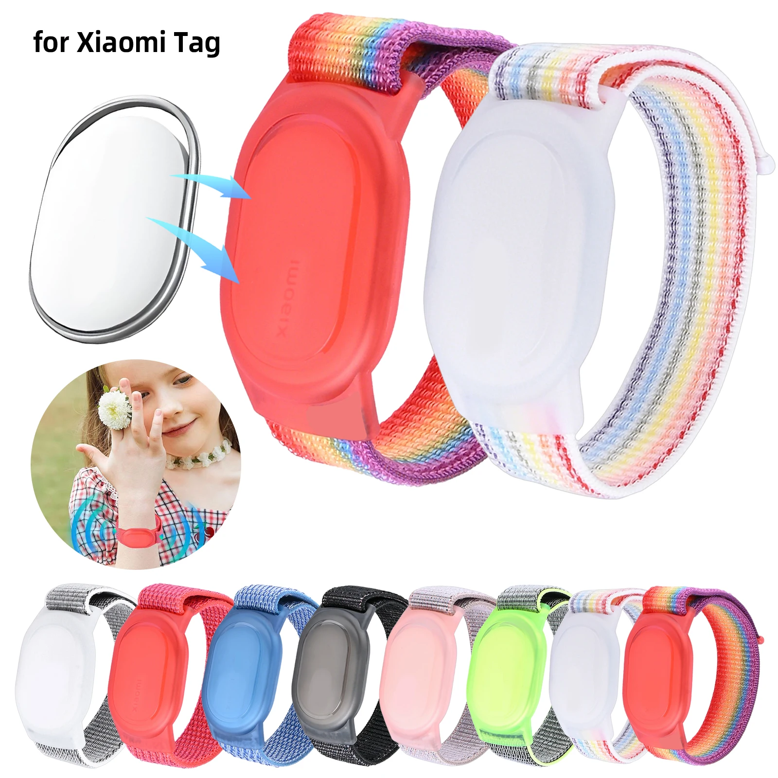 Étui de protection en nylon tressé pour bracelet Xiaomi Tag Tracker, housse anti-rayures pour enfants, accessoires pour bracelet GPS Mi Xiaomi Tag