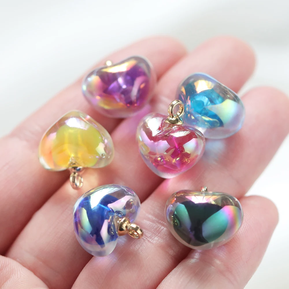 10Pcs 18x19mm AB Color Heart Acrylic Charms Pendants for Necklace Earrings Keychain Pendant DIY Jewelry Making Accessories view 5