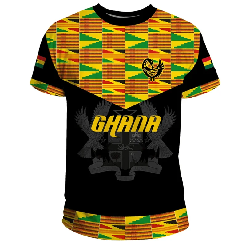 3D Print Ghana Nationa IndependenceDay T Shirt The Republic-of Ghana Map Emblem Flag Graphic T-shirts For Men Mens Clothing Tops