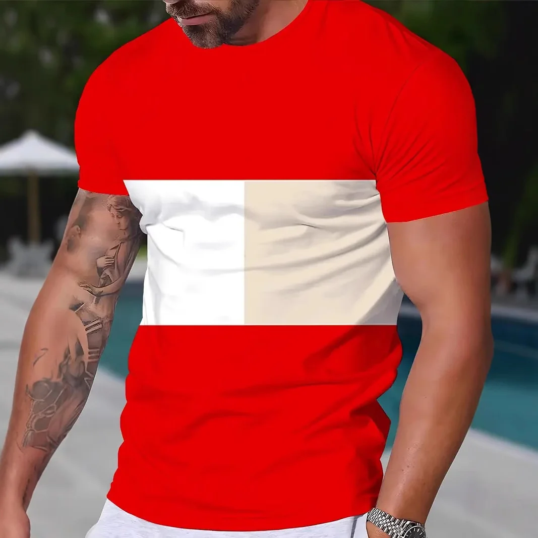 Stripe 3D Print T-Shirt Men's Casual Breath O-Neck Men's Short Sleeve Tee Outdoor Activities Summer Oversized Street Man Clothes