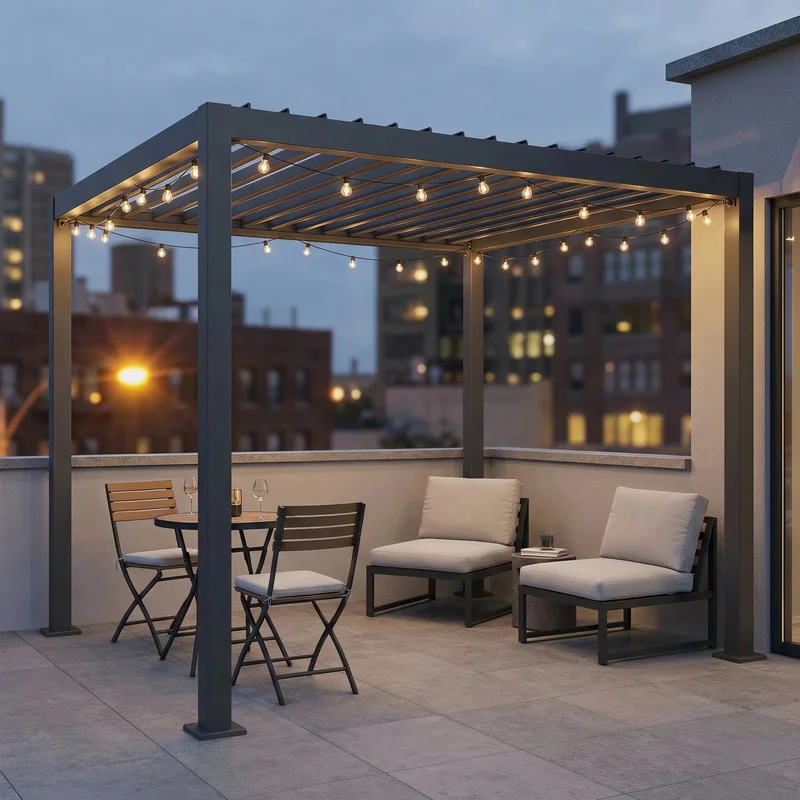 Aluminum Pergola Small Courtyard & Balcony Compact Shade Shelter with Heavy-Duty Frame Waterproof Outdoor Gazebo