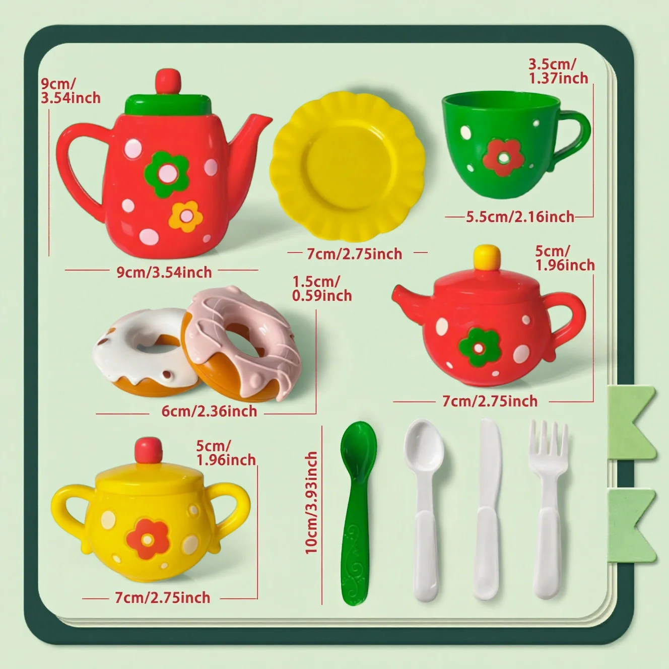 22-częściowy zestaw do herbaty dla dziewczynek - Zestaw do herbaty dla małej księżniczki, zabawka do udawania gry kuchennej dla dziewczynek, prezenty na Boże Narodzenie, Wielkanoc i urodziny