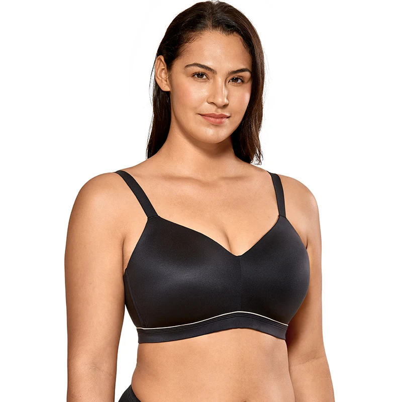 Delimira Women\'s Smooth Full Coverage Lightly Padded U-back Wireless Bra Plus Size