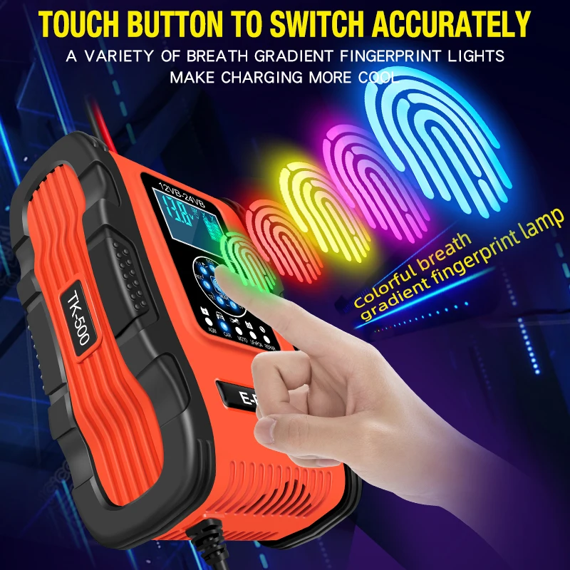 7 Stage 12A Smart Car Battery Charger 14.6V for Lithium 12V 24V Lead Acid Vehicles