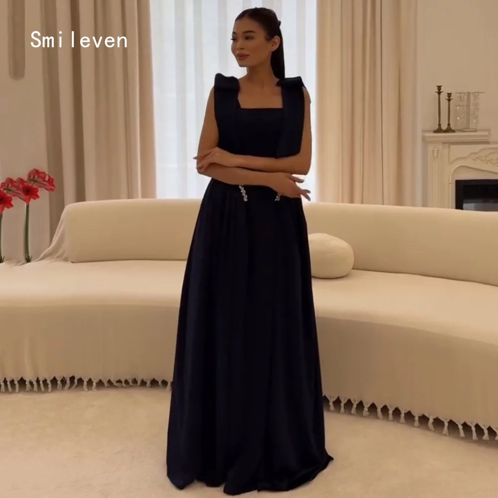 

Smileven Luxury Noval A Line Evening Dress Blue Elegant Formal Prom Dresses Square Neck Gala Party Gowns Customized 2026
