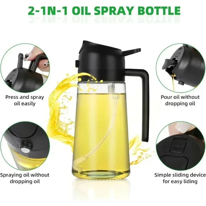 Glass Atomization Spray Bottle, Household Kitchen 2-in-1 Dual-use Soy Sauce Vinegar Bottle, Air Fryer Spray Bottle 2025