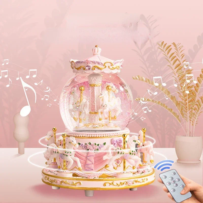 

Crystal Ball Music Box Carousel Music Box Birthday Gift Decorations Home Accessories Living Room Decoration