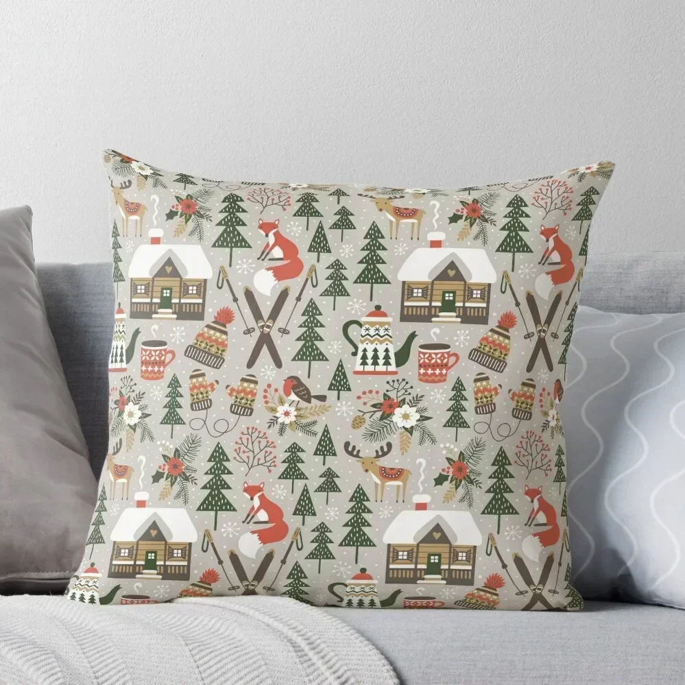 

Cozy Chalet on light grey background Throw Pillow Christmas Cushion For Home Sofa Cushions Covers pillow