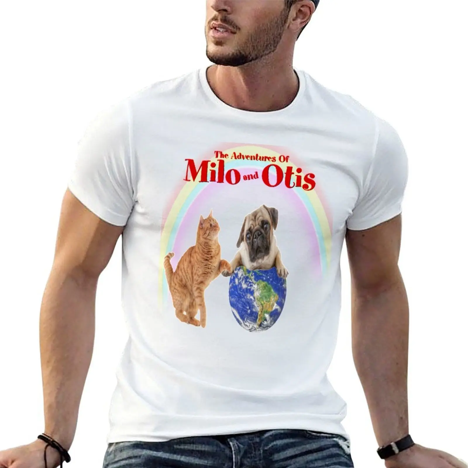 Milo And Otis Take On The World T-Shirt Blouse anime figures oversized t shirt men