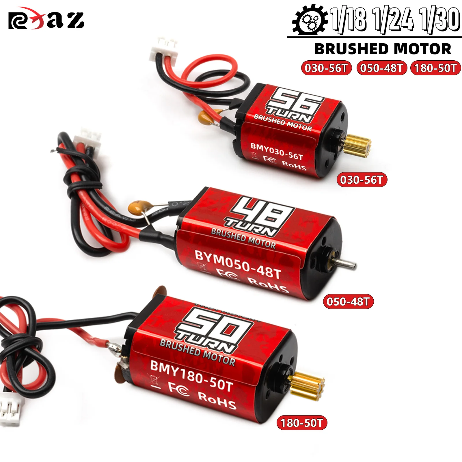 RC 030-56T 050-48T 180-50T High Torque Brushed Motor for 1/30 1/24 1/18 RC Crawler Axial SCX24 FMS RC Car  Upgrade Replacement
