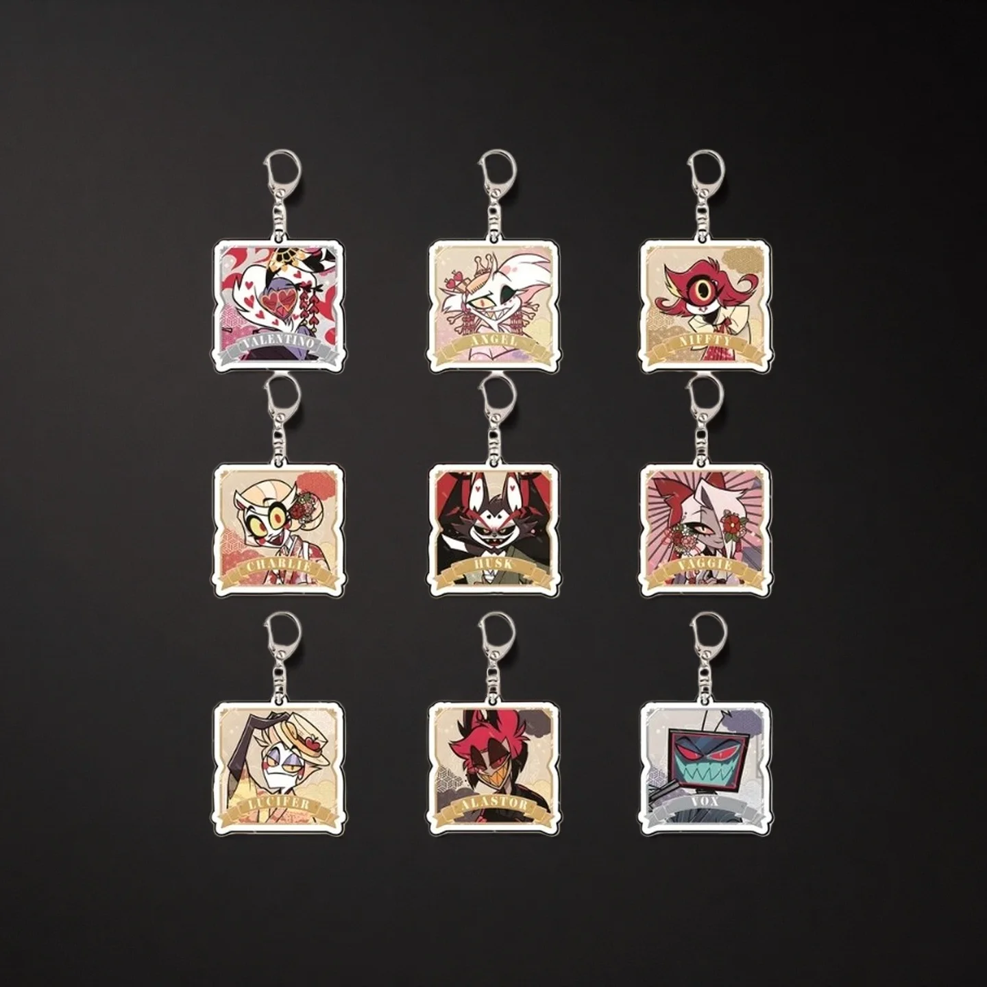 

Backpack Decorations Accessories Decor Gifts Exquisite Products Anime Hazbin Hotel 2 6cm Acrylic Keyrings Charlotte/Alastor