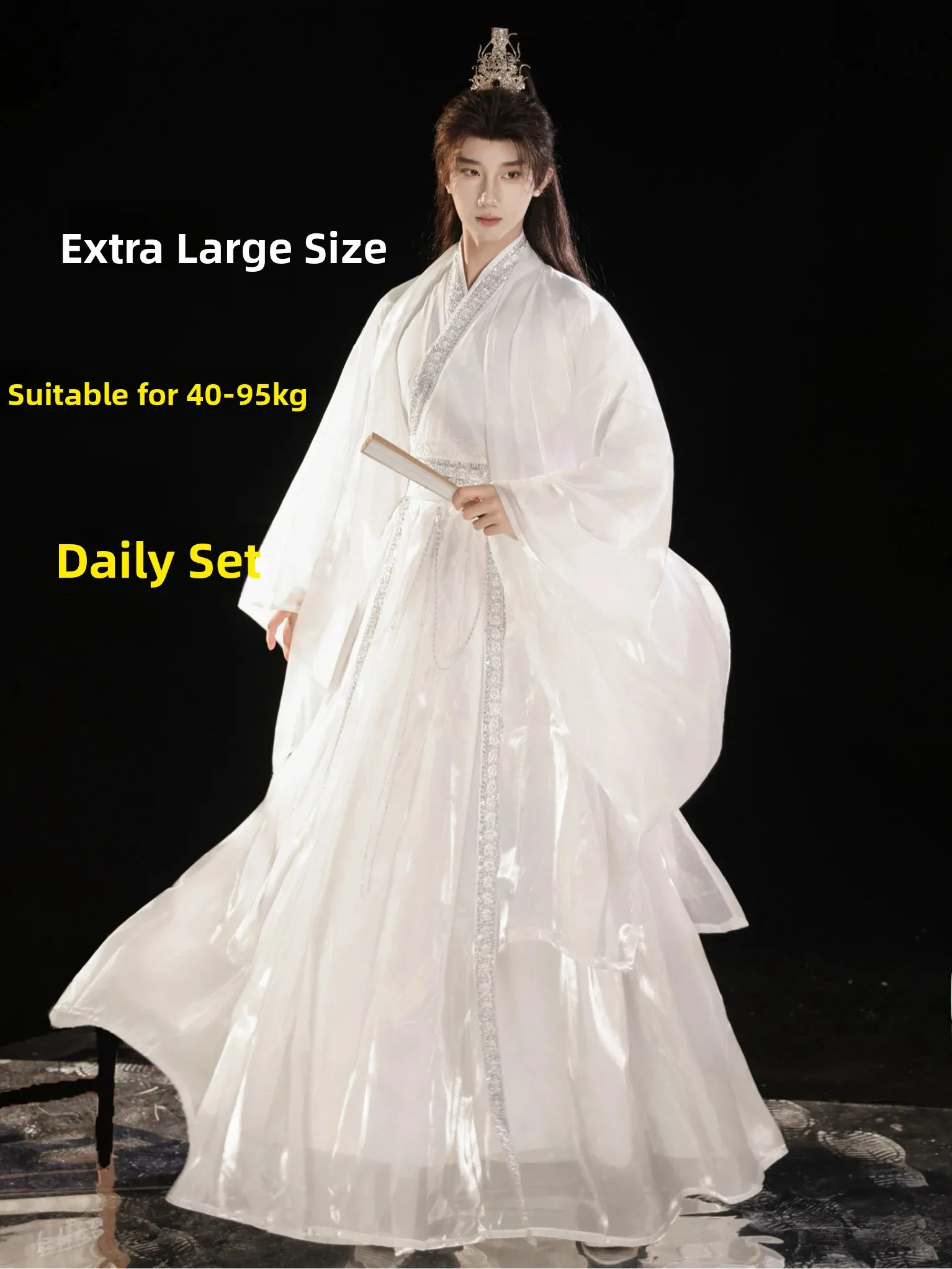 Elegant Large Size Hanfu Set Cosplay Costume Men's Women's White Drifting Tailored Ancient Chinese Style Autumn Fashion