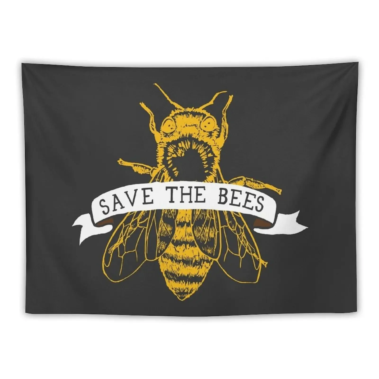 Save The Bees! (Dark) Tapestry Wallpapers Home Decor Home Decorating Tapestry