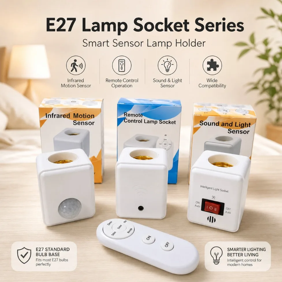 E27 PIR Motion Sensor Lamp Base with EU/US Plug AC85-265V for Human Induction Light Bulb Lamp Holder Socket Adapter Converter