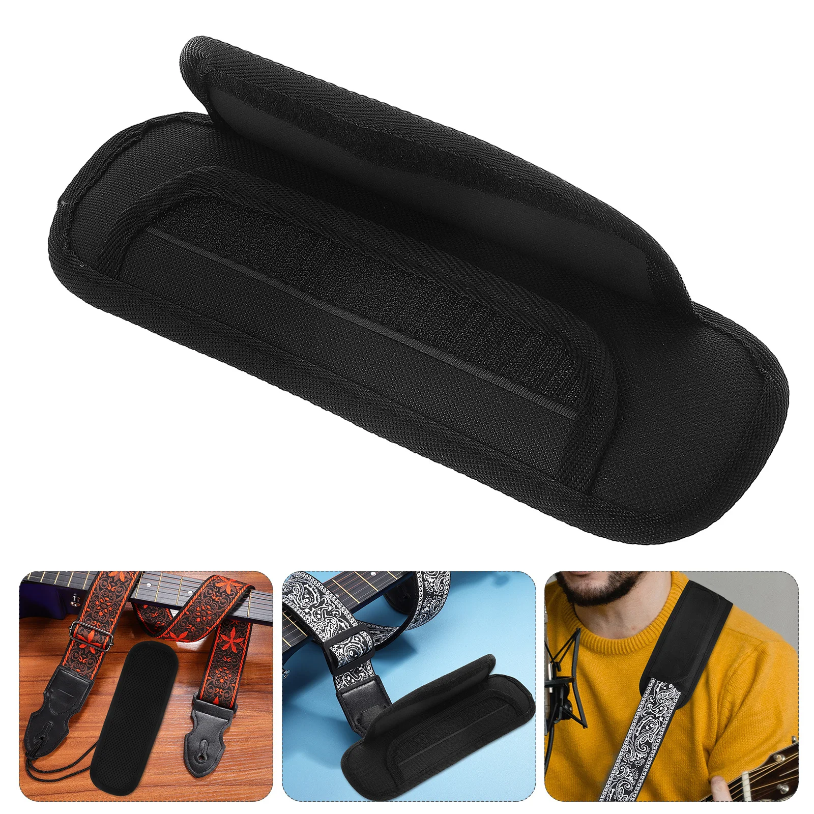 

Guitar Shoulder Strap Pad Black Removable Oxford Sponge Cushion For Electric Acoustic Bass Universal Nonslip Comfortable Air