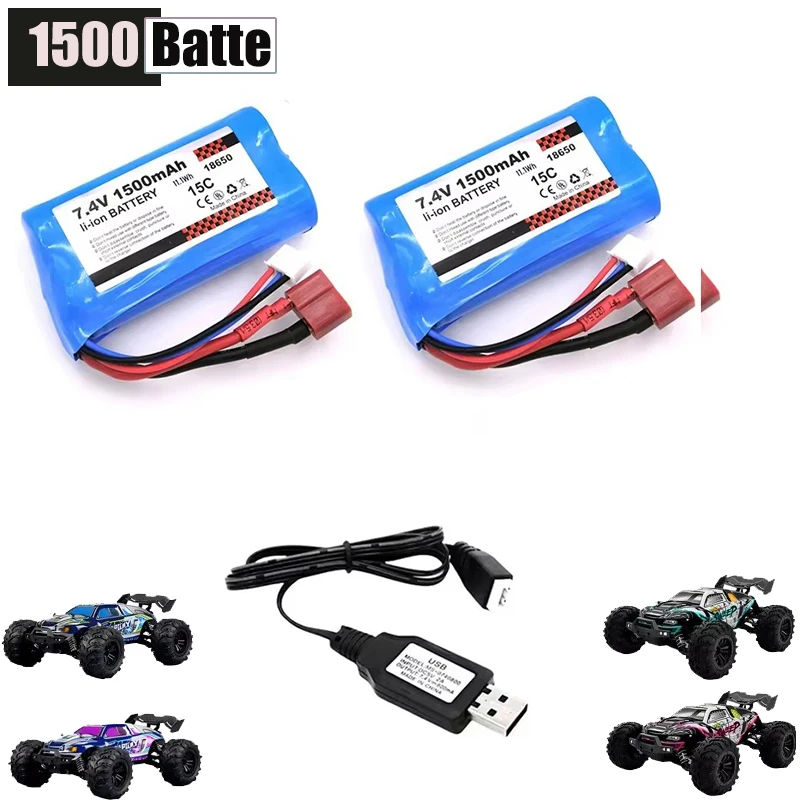 

R/C Auto Parts Original 15C 2S 7.4V 1500mAh Lithium-ion Battery /7.4V USB Suitable for SCY-16101-16101pro 1/16