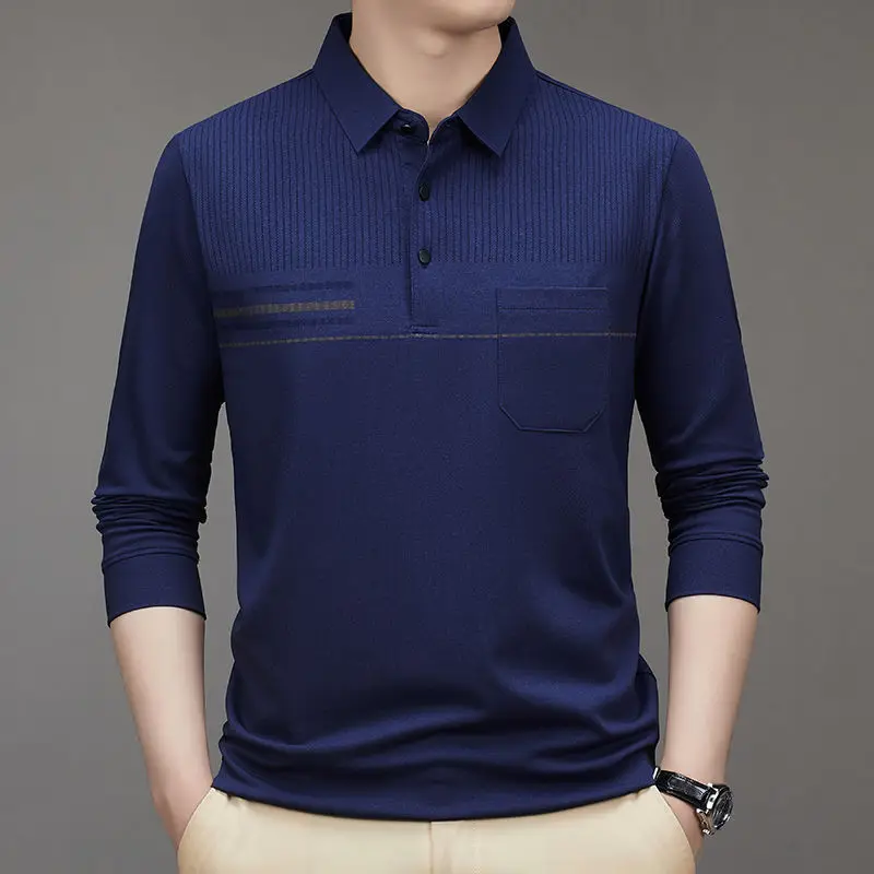 Polo T Shirt for Men Business Regular Fit Cotton Formal Pullovers Funny Aesthetic Japan Streetwear Tops Xxl Green Man Sweatshirt view 4