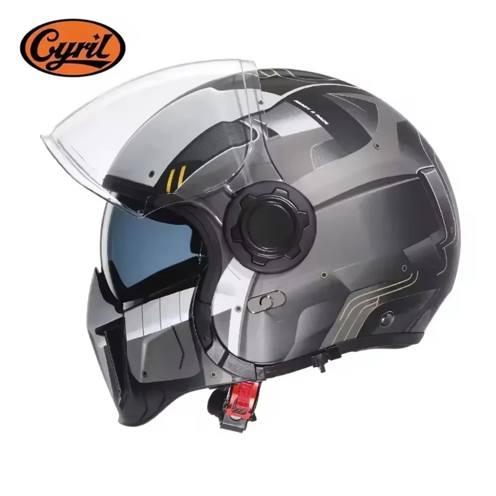 Open Face Full Face Motorcycle Helmet Double Lens Modular Helmet Man Woman Retro Moto Helmet DOT ECE APPROVED CYRIL OP12A