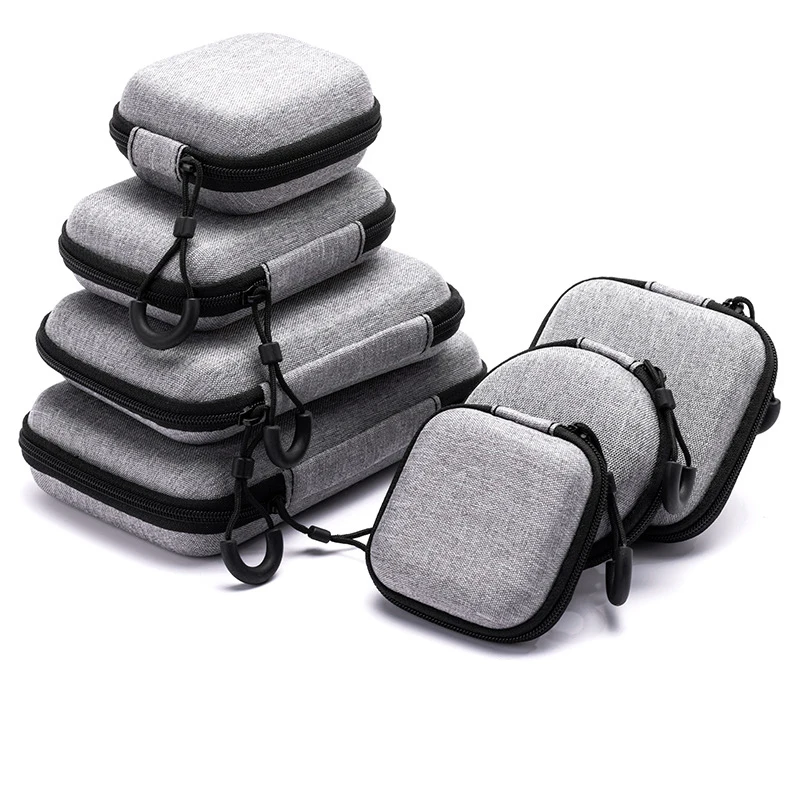 Portable Shockproof Headphone Case Earphone Bag Headset Storage Bag Hard Shell Earphone Accessories memory Card USB Cable