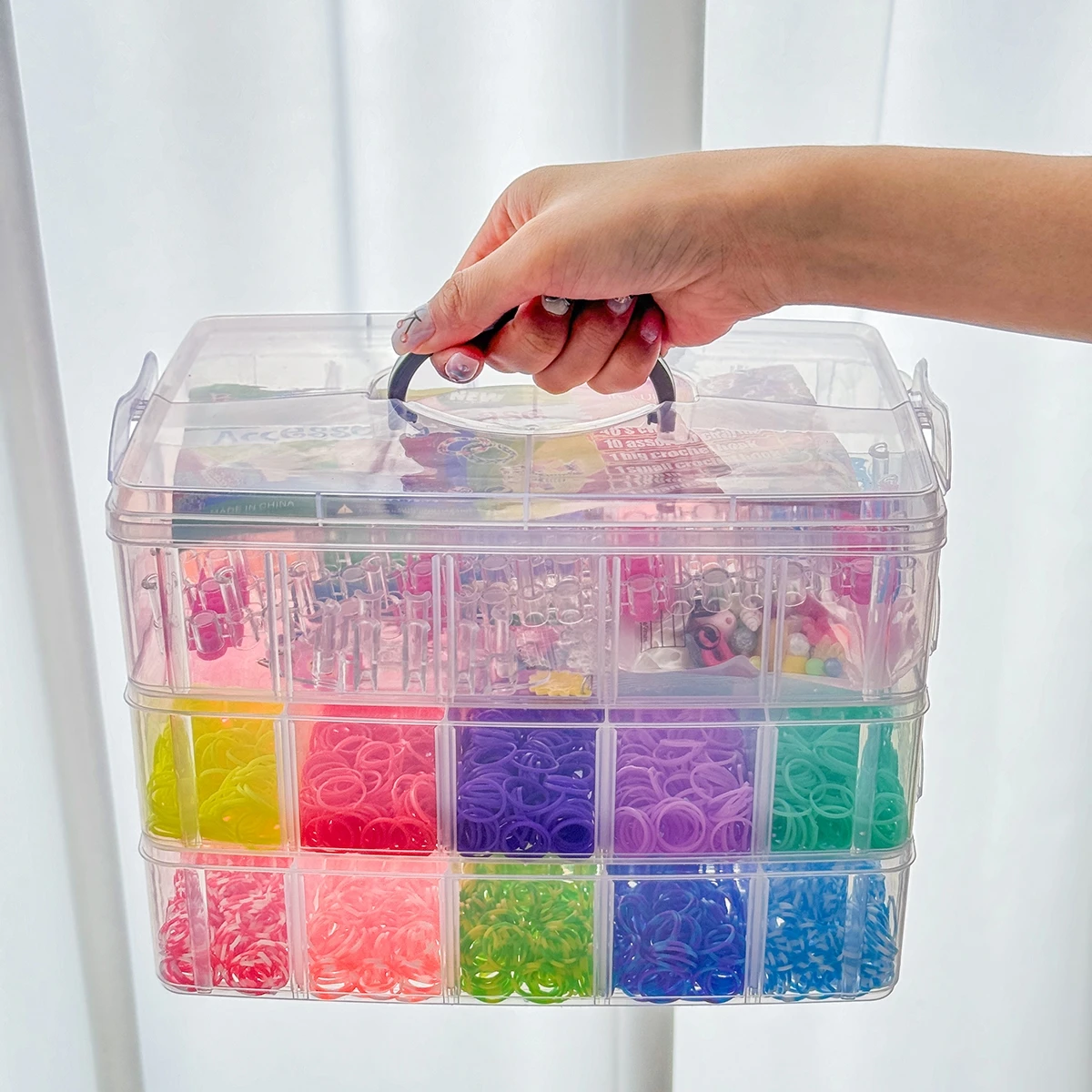 

Большой/маленький 3-слойный комплект для плетения радужных браслетов, красочная резинка, набор ювелирных изделий своими руками, ремесленный ткацкий станок, праздничная подарочная коробка