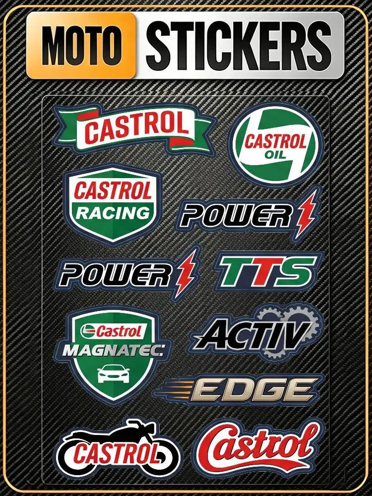 FOR CASTROL High Visibility Reflective Waterproof Decal Scratch Hide Sticker Fit Car Motorcycle Helmet Water Cup Refrigerator