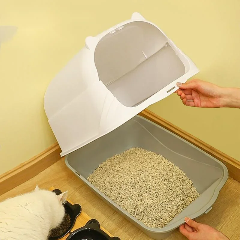 Large Enclosed Cat Toilet with Splash-Proof High Side Removable Top Cover Easy-Clean Sandbox for Cats Spacious Litter Tray 