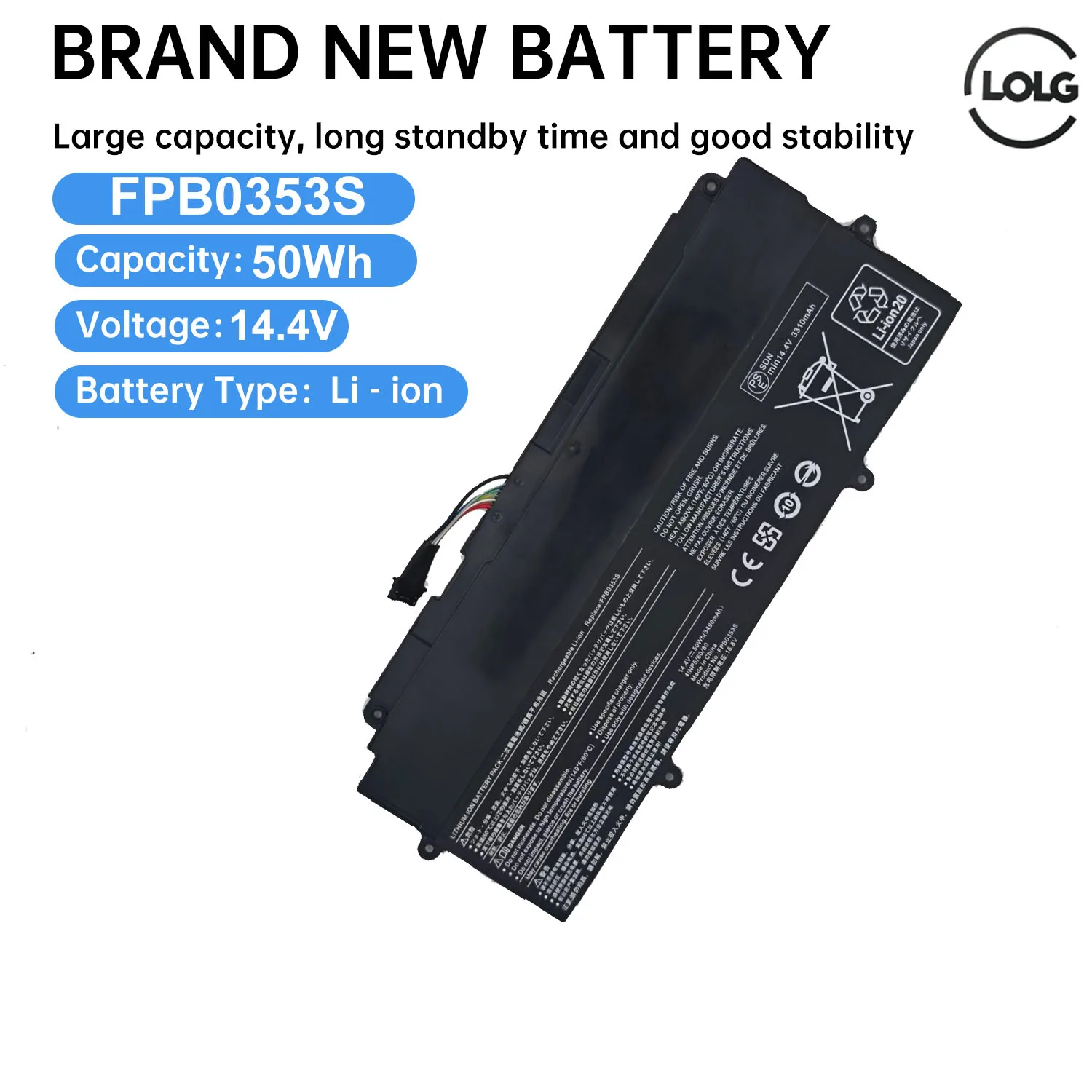 

14.4V 50Wh FPB0353S FPCBP579 Laptop Battery for Fujitsu U7411 U9311 Notebook CP785912-01 CP803415-01 4INP5/60/80